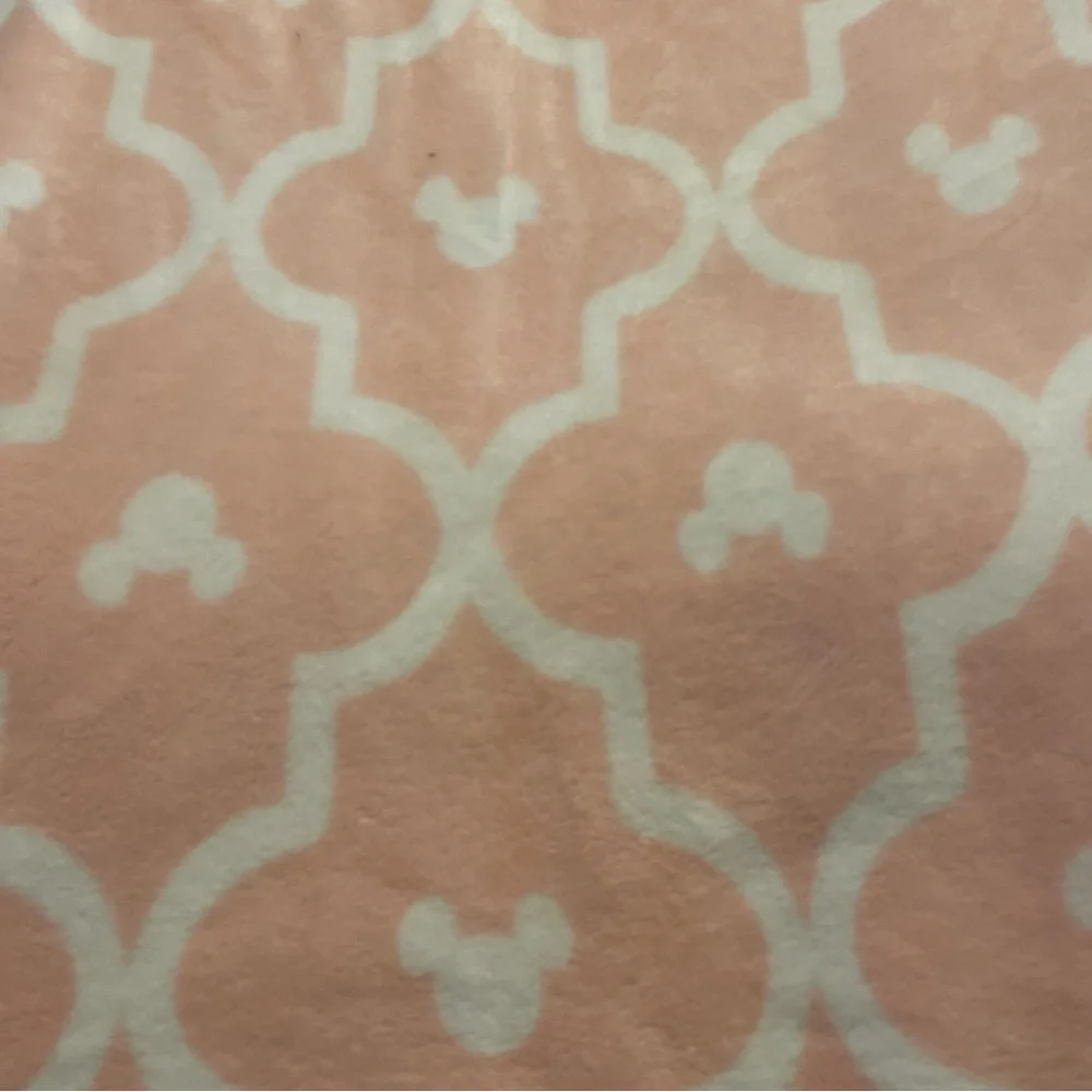Cozy Disney Parks Blanket Pink and White Mickey Logo All Over Pattern 42x62in